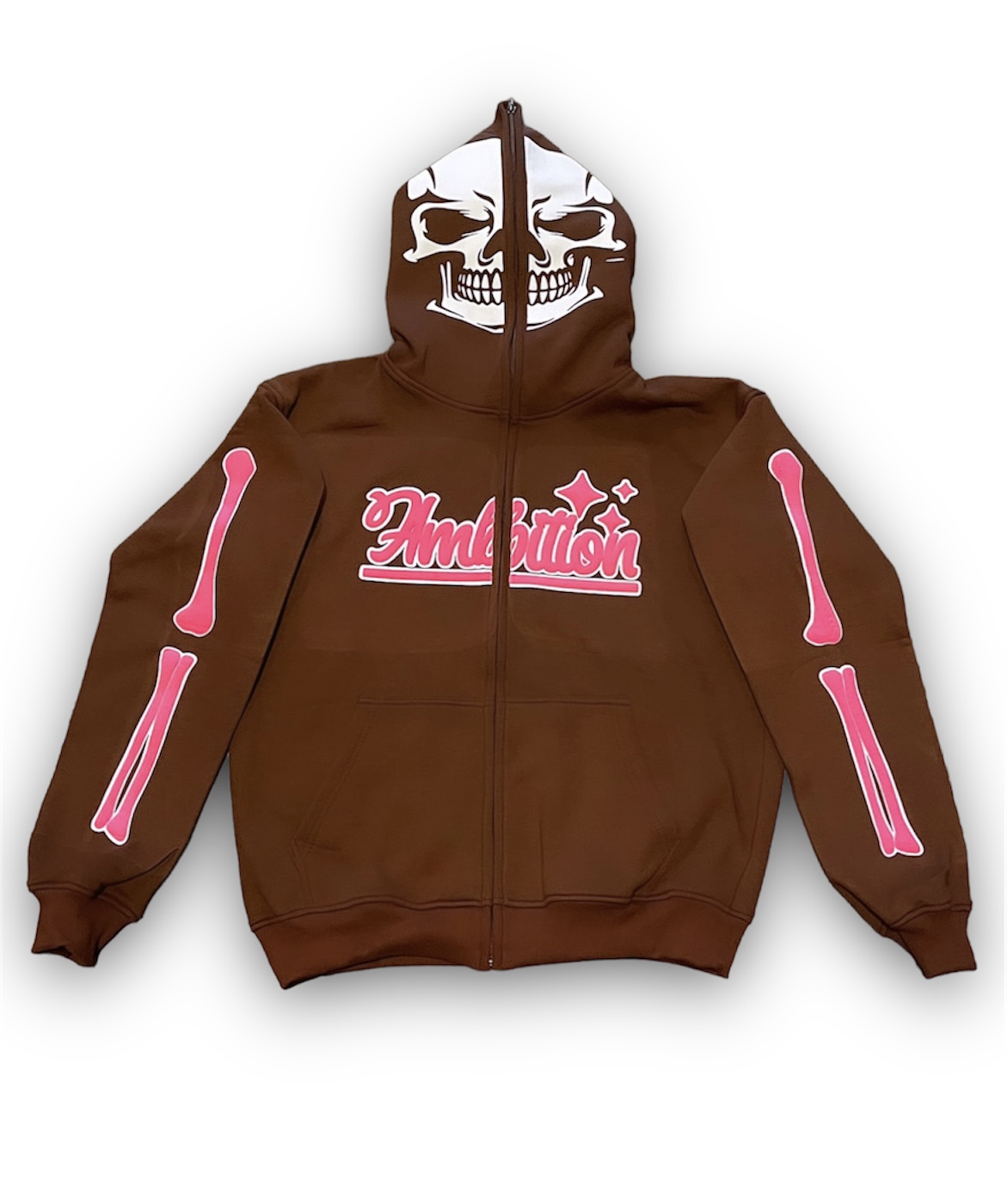 RAW AMBITION Brown Full Zip Hoodie